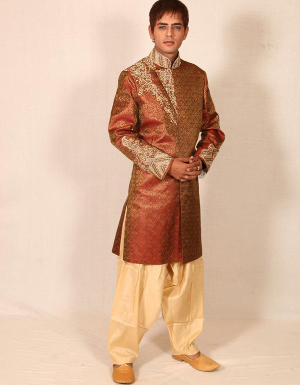 Rust Indo western Jaritanchoi Dhoti