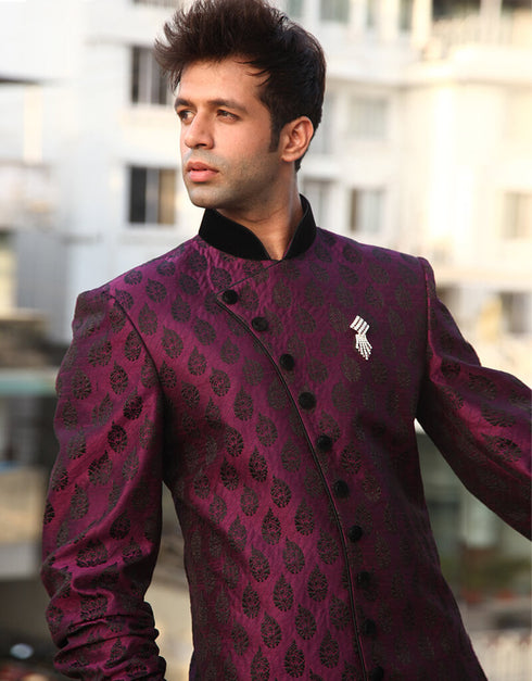 Purple Indo western Dupian Tanchoi Pant