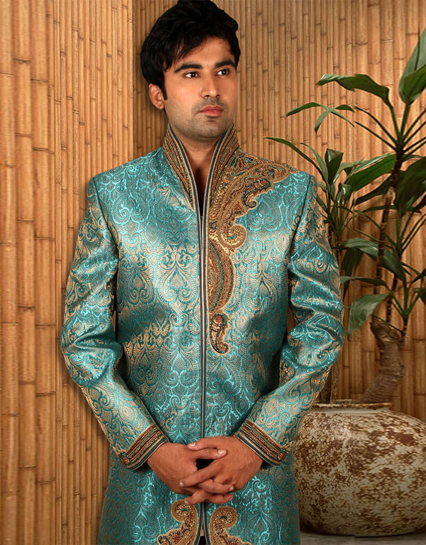 Peacock Blue Indo western Jari Tanchoi Dhoti