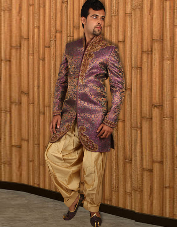 Purple Indo western Jari Tanchoi Dhoti