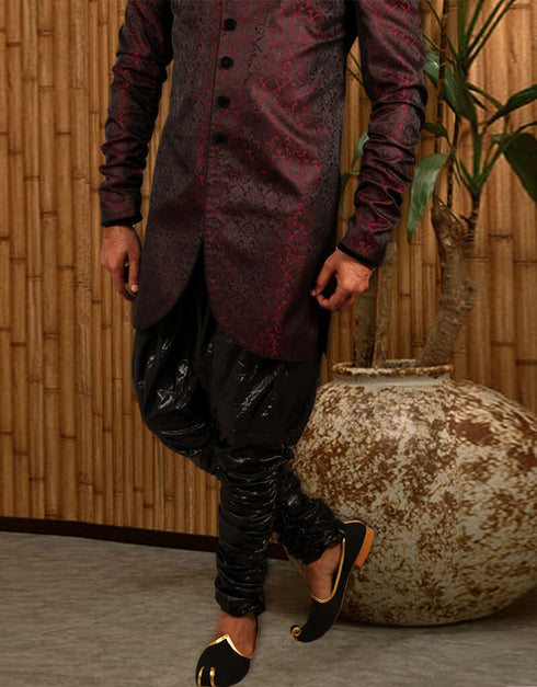 Maroon Indo western Dupion Tanchoi Chudidaar Closure View