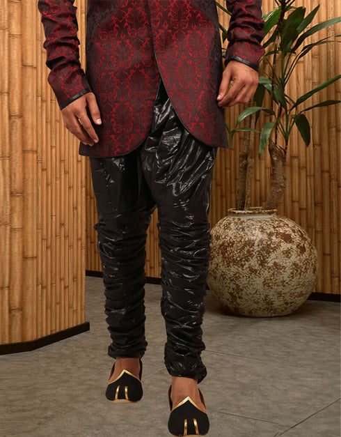 Maroon Indo western Dupion Tanchoi Chudidaar Closure View