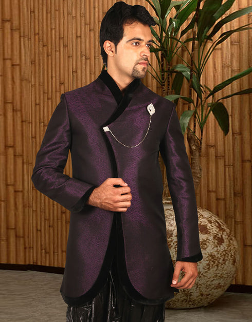 Purple Indo western Premium Silk Chudidaar