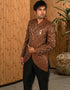 Chocolate Indo western Silk Brocade Pant