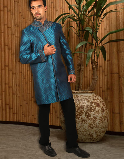 Prince Blue Indo western Kela Brocade Pant
