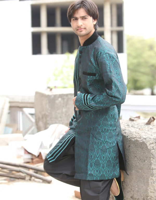 Rama Green Indo western Dohra Brocade Dhoti