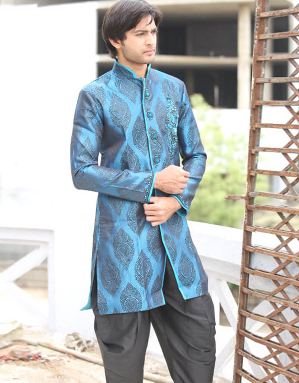 Blue Indo western Kela Brocade Dhoti