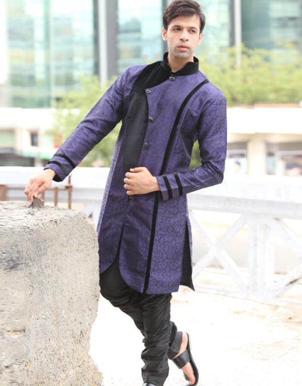 Violet Indo western Kela Brocade Chudidaar