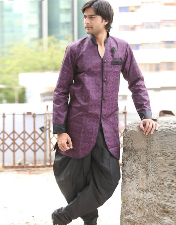 Lavender Indo western Kela Brocade Dhoti