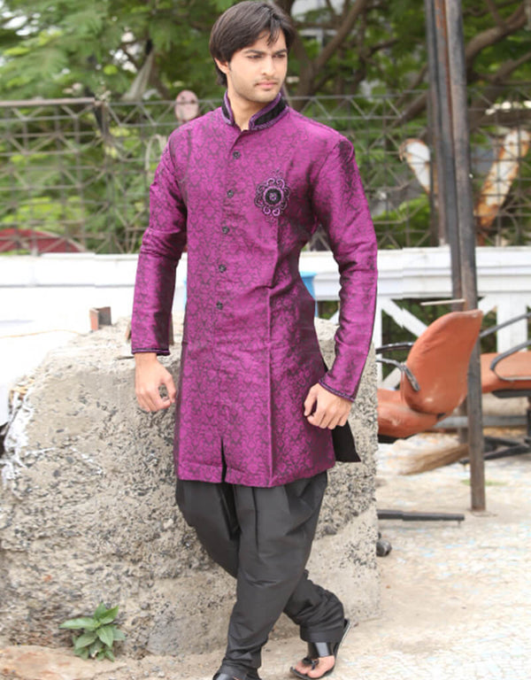 Purple Indo western Kela Brocade Dhoti