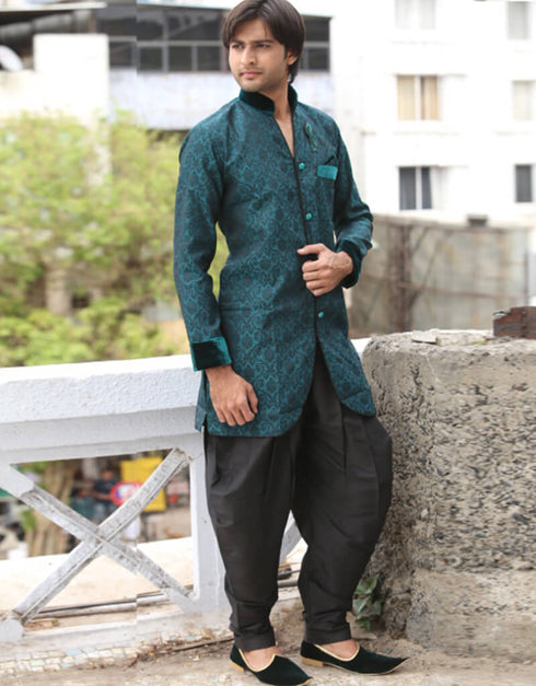 Green Indo western Kela Brocade Dhoti