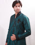 Dark Green Indo western Rotex Brocade Dhoti Closure View