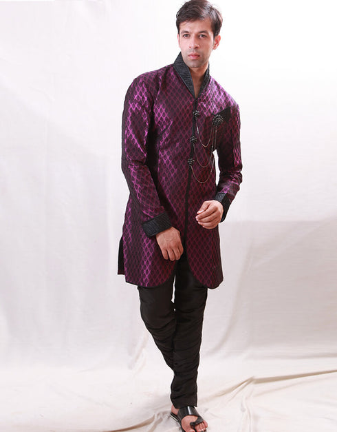 Lavender Indo western Rotex Brocade Chudidaar
