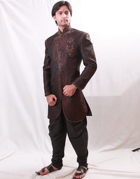 Dark Brown Indo western Jari Tanchoi Dhoti
