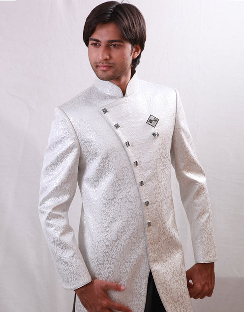 White Indo western Jari Tanchoi Dhoti Closure View