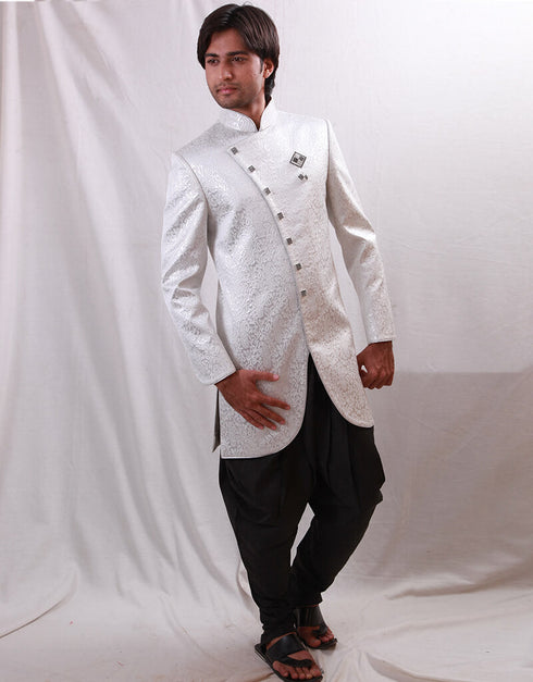 White Indo western Jari Tanchoi Dhoti