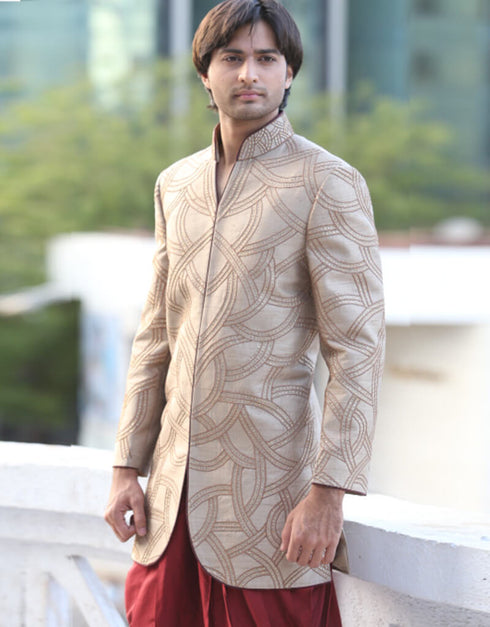 Solar Bronze Indo western Art Silk Dhoti Closure View