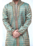 Turqoise Blue Kurta Silk Brocade Dhoti Closure View