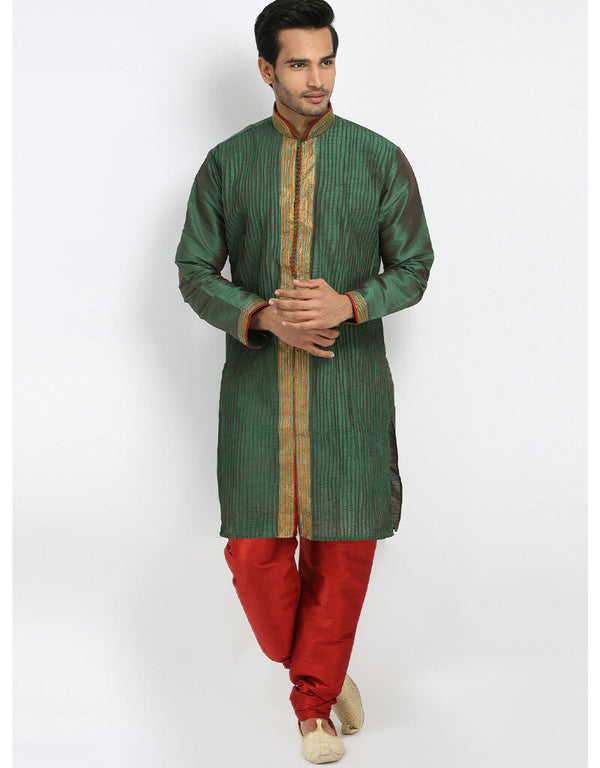 Green Kurta Art Silk Chudidaar