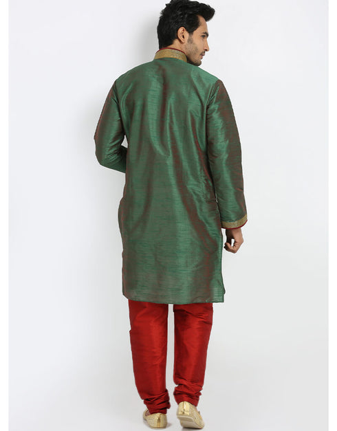 Green Kurta Art Silk Chudidaar Closure View