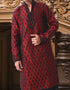 Maroon Kurta Kela Brocade Chudidaar Closure View