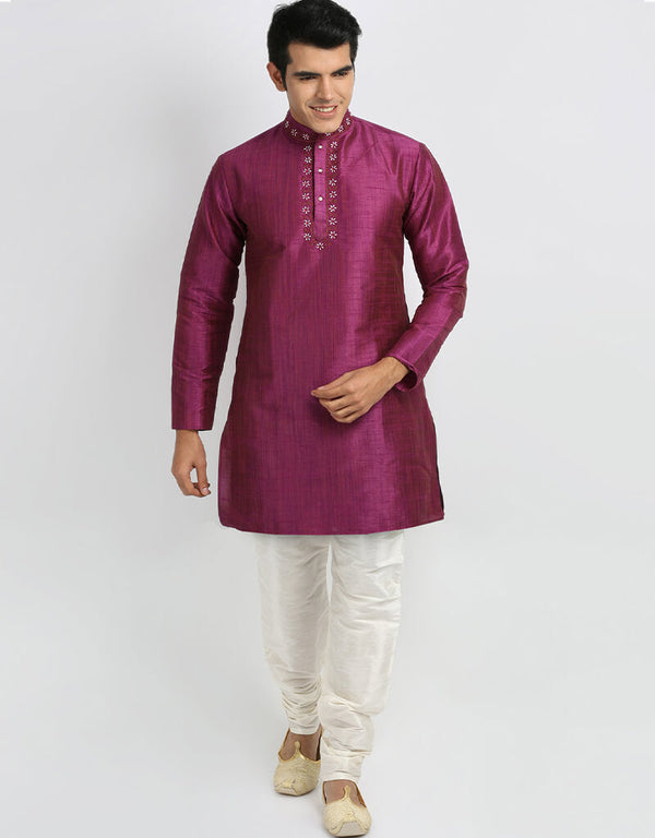 Purple Kurta Art Silk Chudidaar