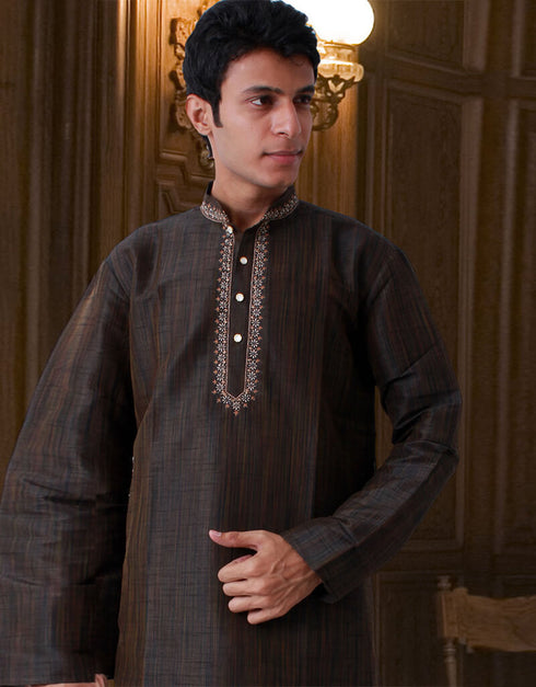Olive Green Kurta Art Silk Chudidaar