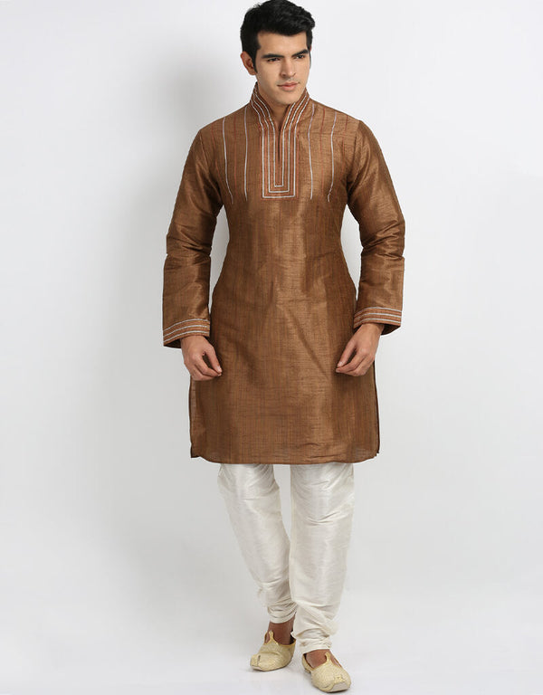 Coffee Kurta Art Silk Chudidaar