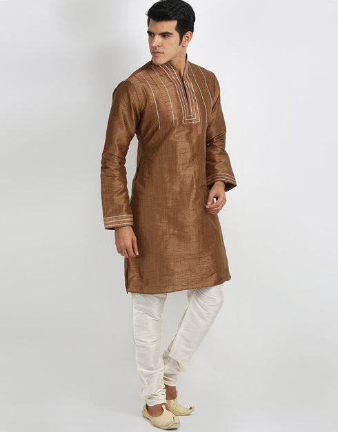 Coffee Kurta Art Silk Chudidaar Closure View