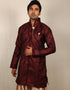 Maroon Kurta Zari Brocade Dhoti Closure View