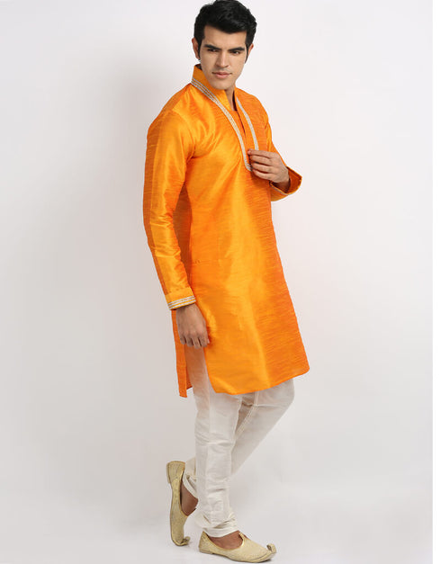 Mustard Kurta Art Silk Chudidaar Closure View