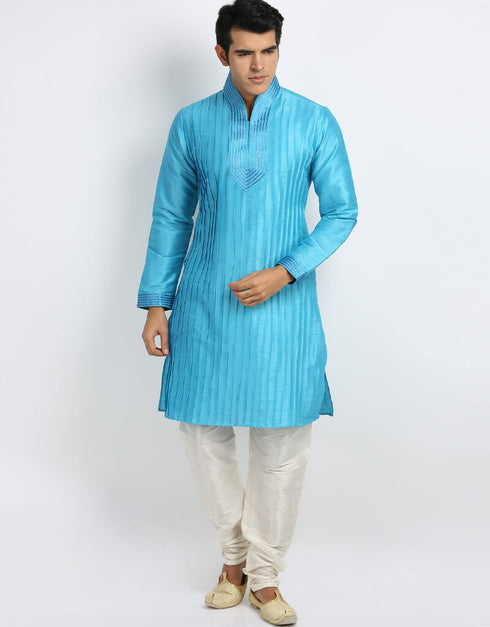 Cool Blue Kurta Art Silk Chudidaar