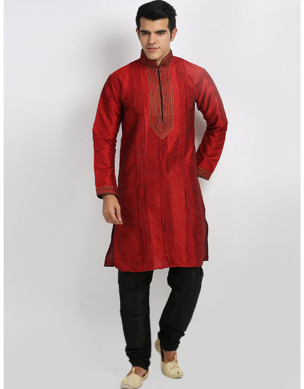 Ritzy Red Kurta Art Silk Chudidaar
