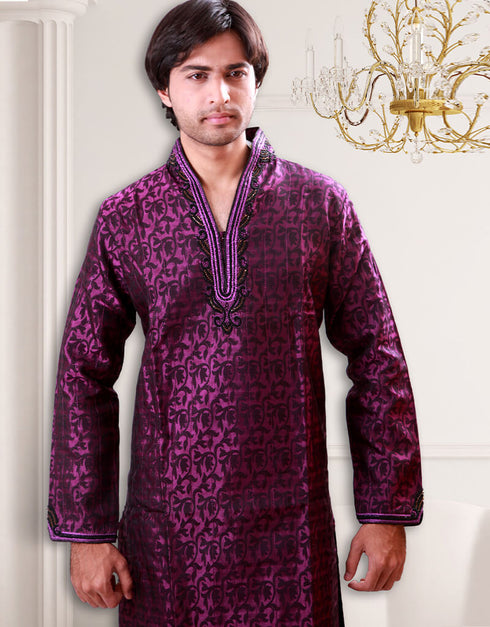 Violet Kurta Kela Brocade Chudidaar Closure View