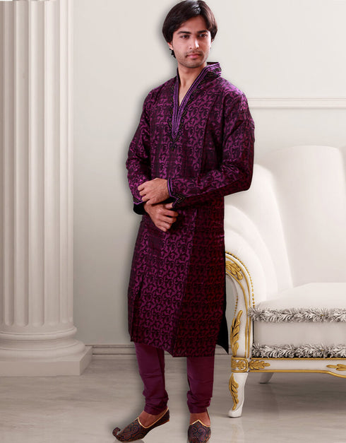 Violet Kurta Kela Brocade Chudidaar