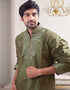 Dark Green Kurta Art Silk Chudidaar Closure View
