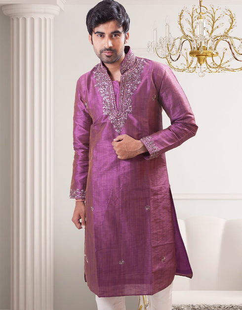 Purple Kurta Art Silk Chudidaar Closure View
