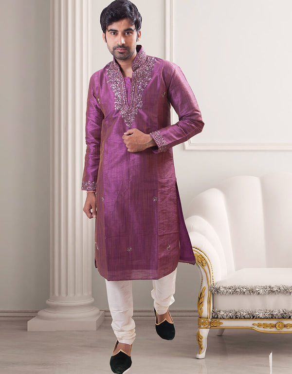 Purple Kurta Art Silk Chudidaar