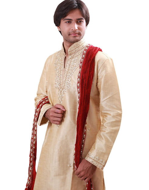 Cream Kurta Art Silk Chudidaar Closure View