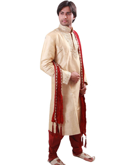 Cream Kurta Art Silk Chudidaar