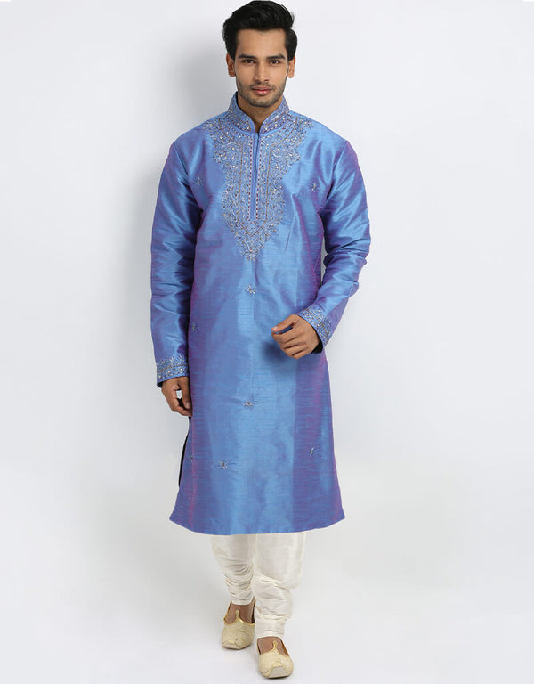 Dark Blue Kurta Art Silk Chudidaar
