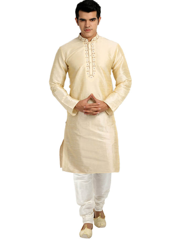 Cream Kurta Art Silk Chudidaar