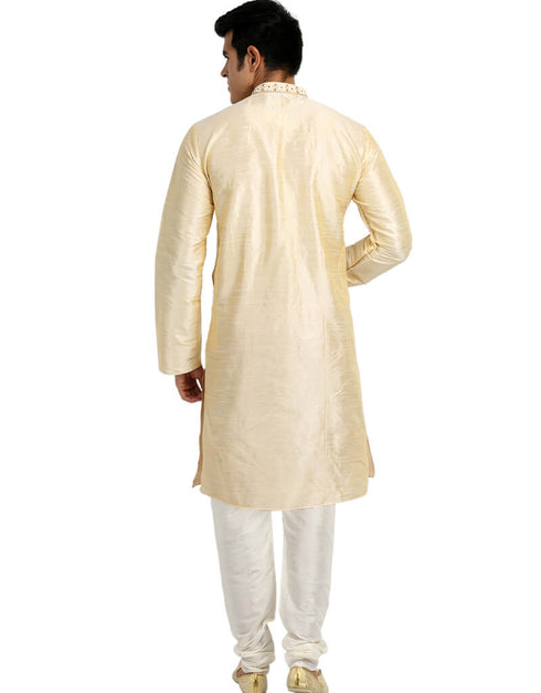 Cream Kurta Art Silk Chudidaar Closure View