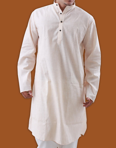 Solid Beige Kurta Cotton Chudidaar