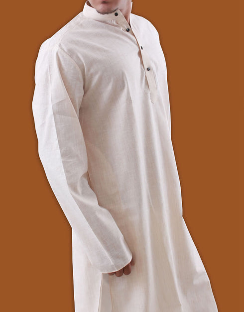 Solid Beige Kurta Cotton Chudidaar Closure View