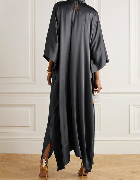 Dark Grey Heavy Designer Heavy Maxi Dress Closure View