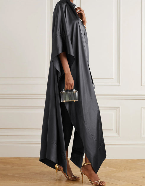 Dark Grey Heavy Designer Heavy Maxi Dress Back View