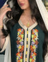 Floral Embroidery Pleated Long Dress For Women