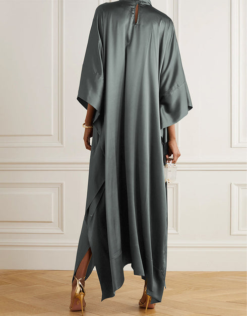 Grey Heavy Designer Heavy Maxi Dress Closure View