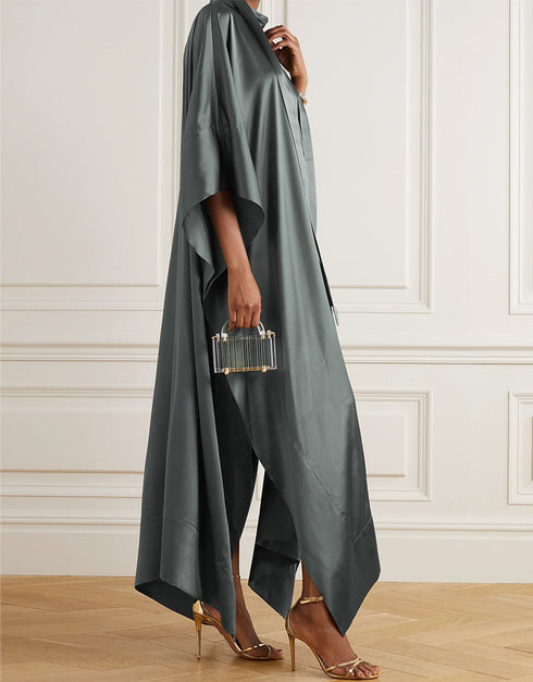 Grey Heavy Designer Heavy Maxi Dress Back View